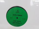 the label for supa frenz ' s album is shown on the side of a toilet