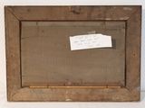 an old picture frame with a piece of paper taped to it
