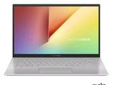 a white laptop with a colorful screen on a white background