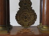 a clock that is sitting on top of a table