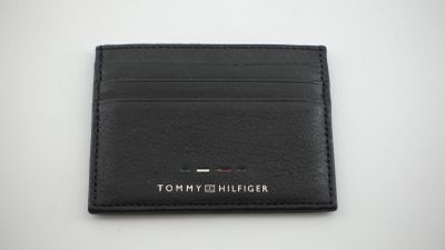 Porte-cartes en cuir noir Tommy Hilfiger