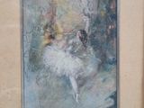 painting of a ballerina in a white dress in a wooden frame