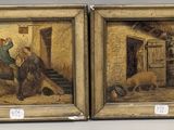 deux tableaux représentant un homme à cheval et une femme à cheval
