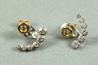 Paire de CLOUS d'oreille en or deux tons, ornée de 14 diaman…