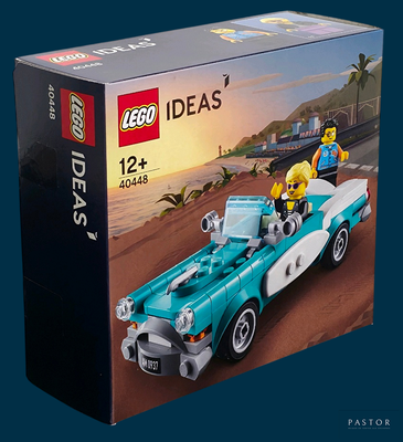 une boîte « Lego Ideas » contenant une voiture bleue