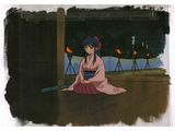an illustration of a woman sitting on a porch with a bird in her hand