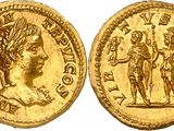 a gold coin with an image of a woman and a man on it