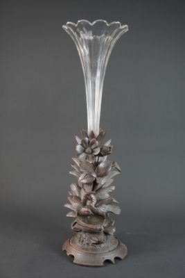 Centre de table en bois sculpté "travail foret noire" avec v…