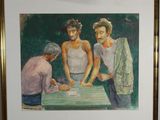 un tableau représentant un groupe d'hommes en train de jouer aux dames