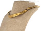 une photo d'un collier en or autour du cou d'un mannequin
