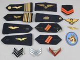 a lot of military badges on a table