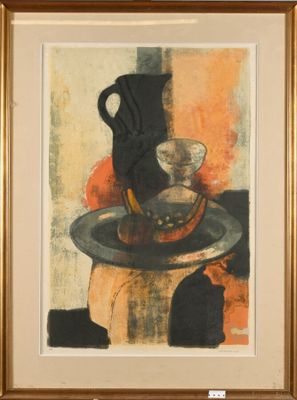 André MINAUX (1923-1986) Nature morte au pichet noir