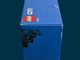a blue box with a picture of a lego figure inside of it