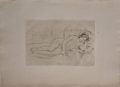 un dessin représentant une femme nue allongée par terre
