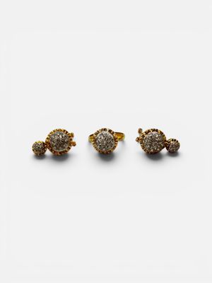 a pair of gold and diamond turtle stud earrings