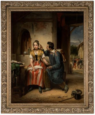 une image représentant un tableau où l'on voit un homme et une femme assis dans une pièce