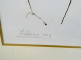 dessin représentant un homme portant un chapeau et une cravate, dans un cadre doré