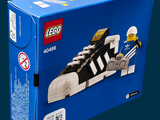 a box of legos that has a shoe in it
