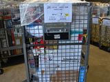 a cart with a lot of items on it in a warehouse