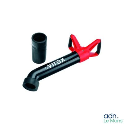 un gros plan d'une pompe à vélo noire et rouge sur fond blanc