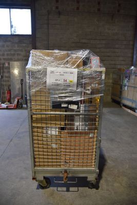 a cart that has a lot of items in it