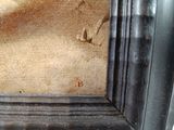 a close up of a picture of a window with dirt on it