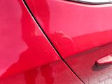 a close up of a car door handle with a cat on it