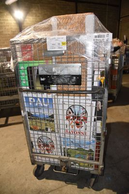 a cart that has a lot of items in it
