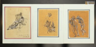 Un livre présente trois dessins représentant un homme et une femme