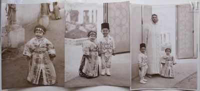 several old photos of a couple of people standing next to each other