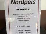 a sign on a table that says nordpes me predestall