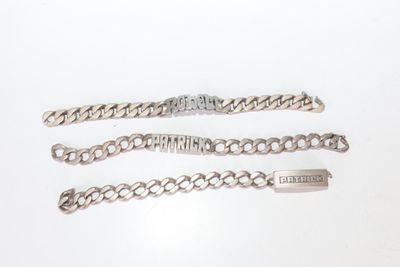 TROIS GOURMETTES homme en argent 925°° avec plaques d'identi…