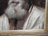a painting of a man with a white beard and a white shirt