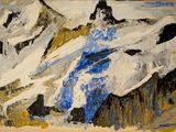 an image of a painting of a woman in a blue dress