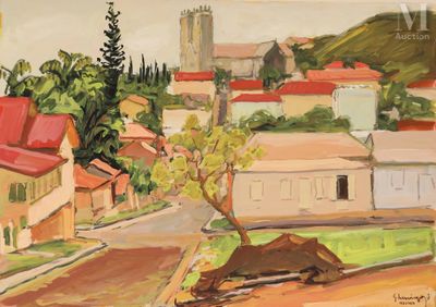 un tableau représentant une vache couchée au bord de la route