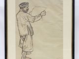 dessin représentant un homme coiffé d'un turban qui montre quelque chose du doigt