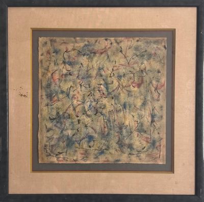 an image of a painting with a black frame on a white wall