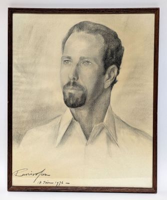 painting of a man with a beard and a white shirt
