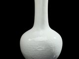 un vase blanc posé sur une surface noire