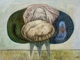 un tableau représentant un homme avec un chapeau sur la tête