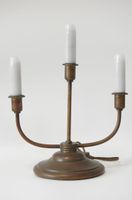 Paire de candélabres en cuivre patiné à trois bras de lumièr… (photo 3)