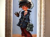 painting of a boy dressed in a sailor outfit holding a pipe and smoking a pipe