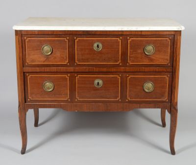 an image of a wooden chest of drawers with marble top