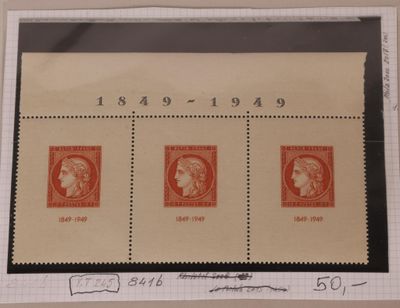 trois timbres sur un bout de papier représentant un homme et une femme