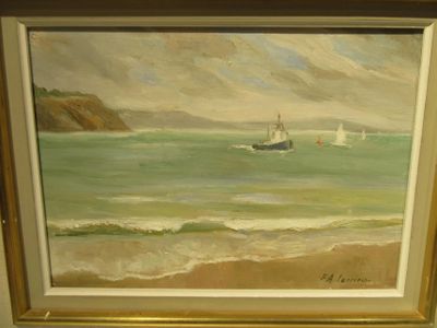 18.59 - F.A. LARRIEU, HUILE SUR TOILE, MARINE - 23x30 cm 10 …