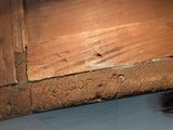 a close up of a piece of wood with a hole in it
