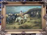 a picture of a painting of a man on a horse