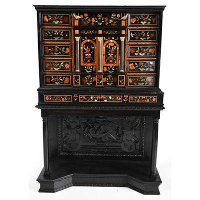 une image représentant une armoire en bois comportant de nombreux tiroirs