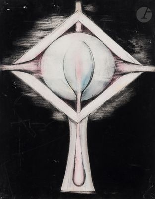 une image représentant un tableau sur lequel figure une croix avec une fleur au centre