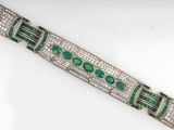 an art deco emerald and diamond bracelet